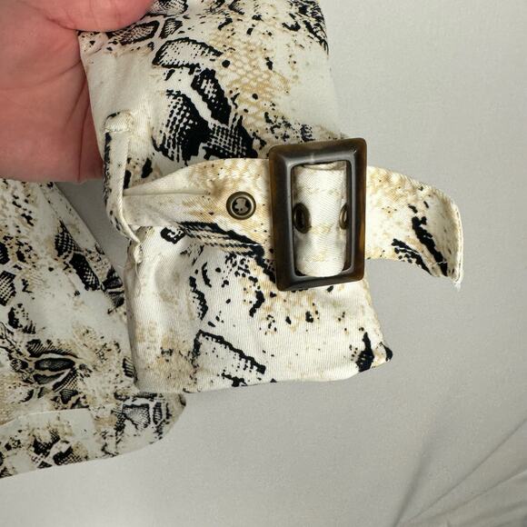 bebe Y2K Snake Skin Print Stretch Double Breasted Cotton Trench Coat Sz XS - Picture 5 of 13